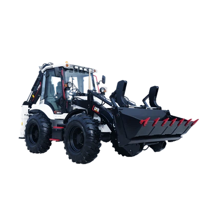 Retroexcavadora con dirección en las cuatro ruedas